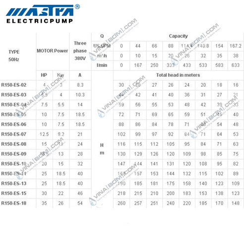 Máy bơm chìm giếng khoan Mastra 6 inch R-150-ES-04 (5.5 kw) 4
