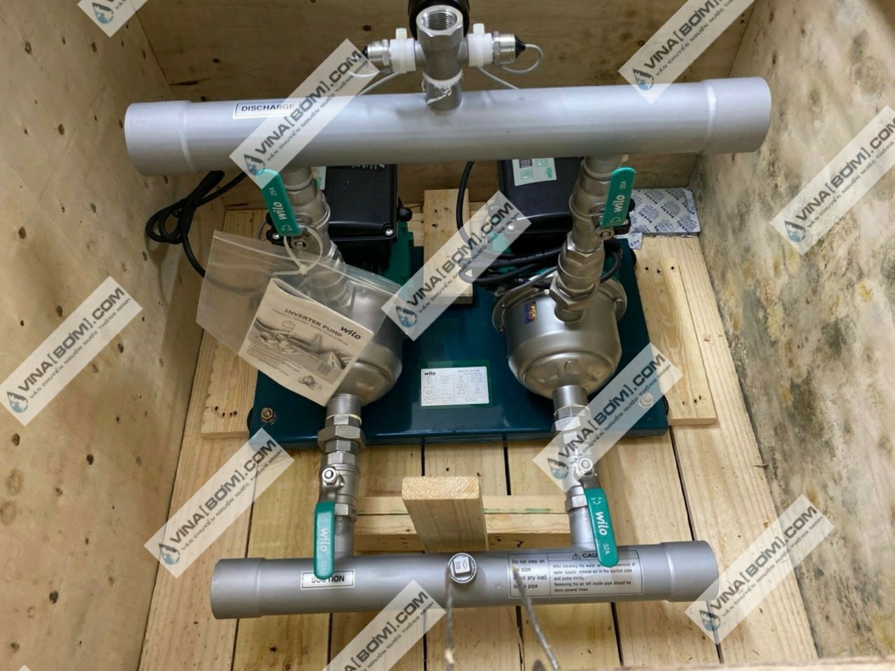 Cụm máy bơm nước biến tần Wilo PBI-LD 803EA (1.85kw x2) 4