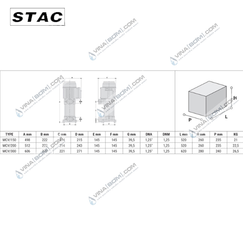 Máy bơm trục đứng Stac MCV/300T (2.2kw) 5