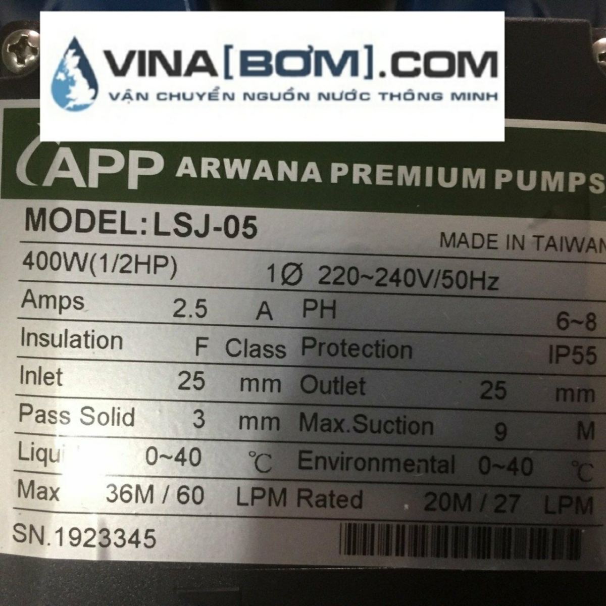 Máy bơm nước bán chân không APP LSJ-05 (0.4 kw) 4